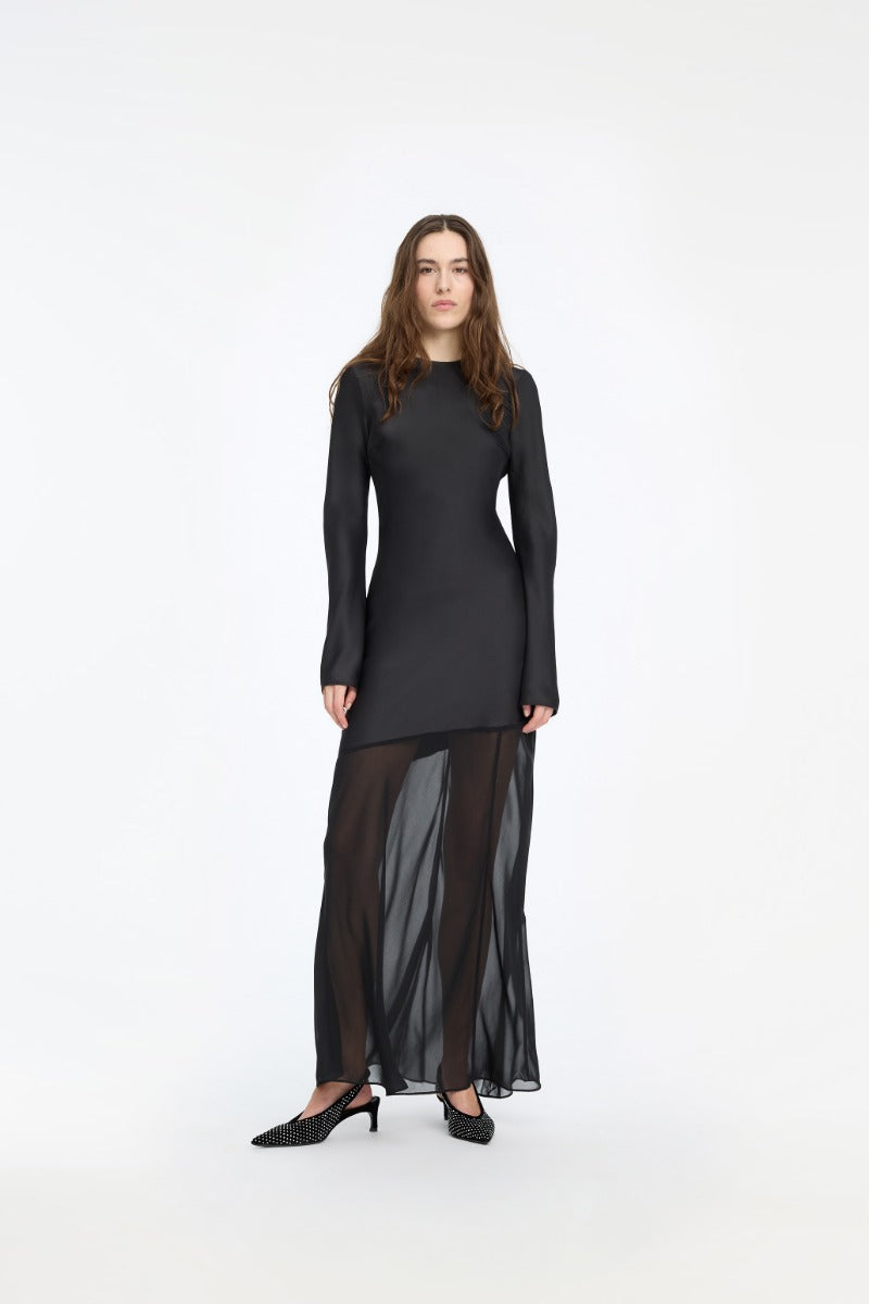 Vestido Maxi Ls Slit Dress Negro