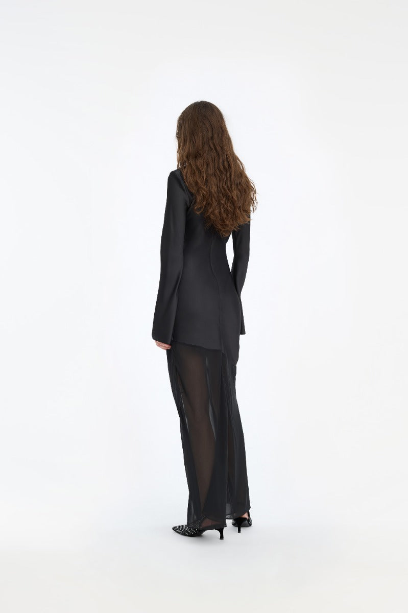 Vestido Maxi Ls Slit Dress Negro