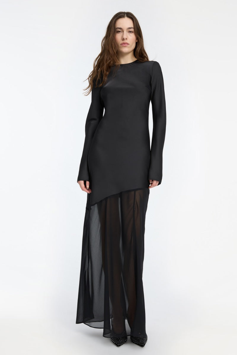 Vestido Maxi Ls Slit Dress Negro
