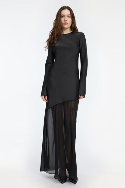 Vestido Maxi Ls Slit Dress Negro