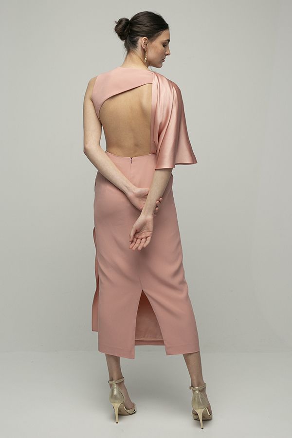 Inunez vestido cutout cintura rosa midi 3