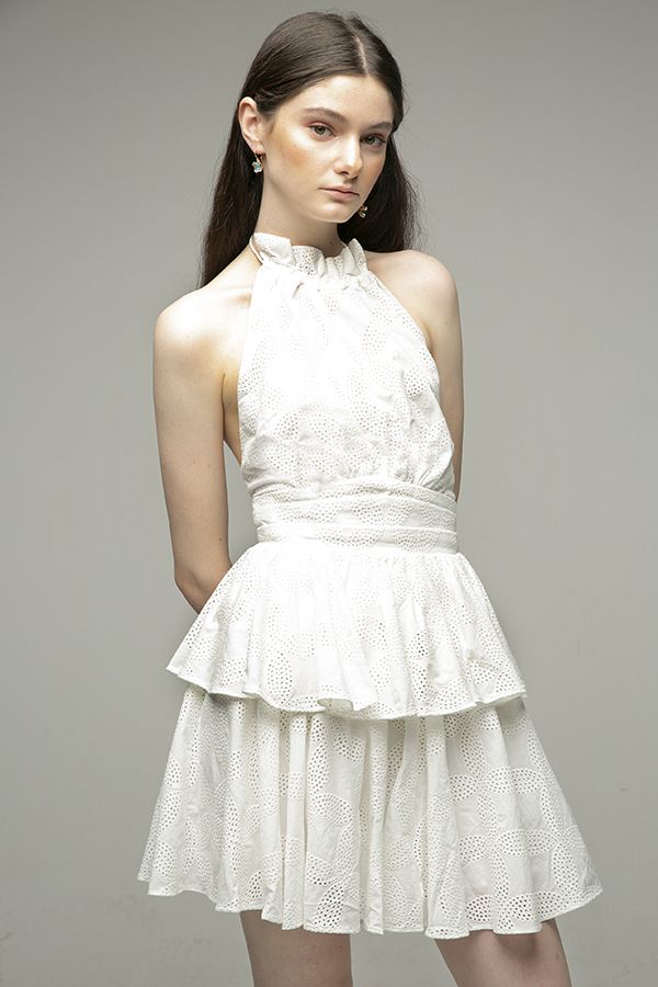 Acler-Klara vestido corto blanco crochet-2