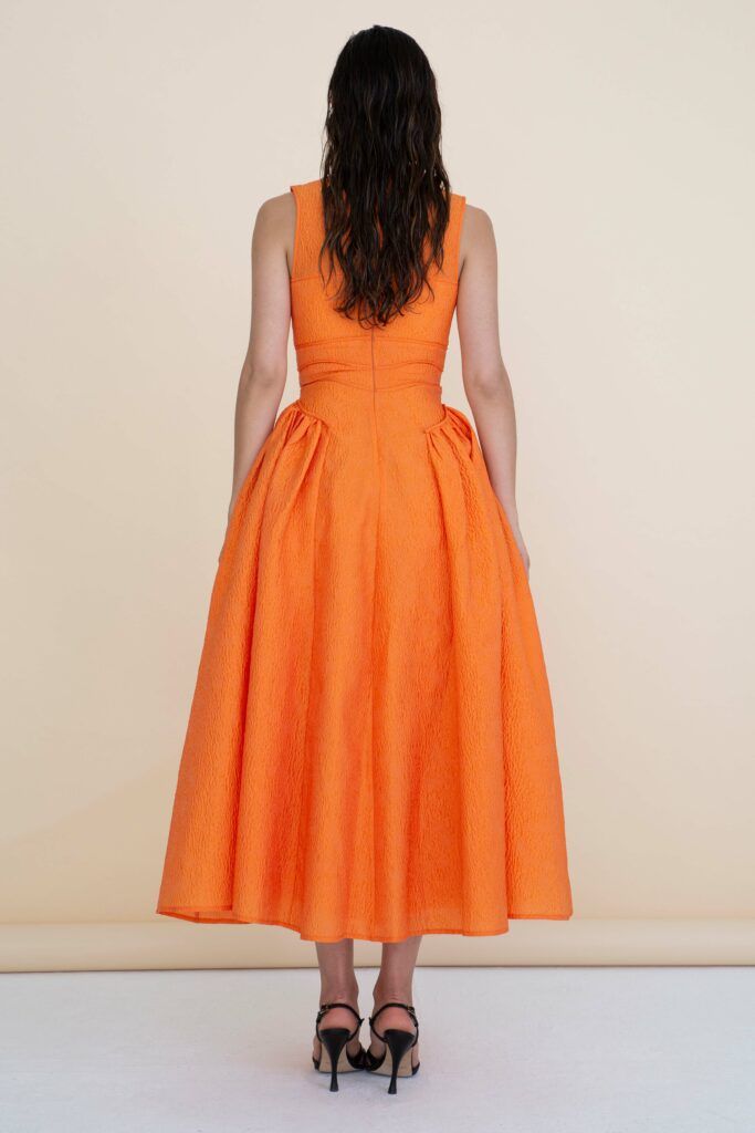 Vestido Sophia Midi Naranja Corset - Borow