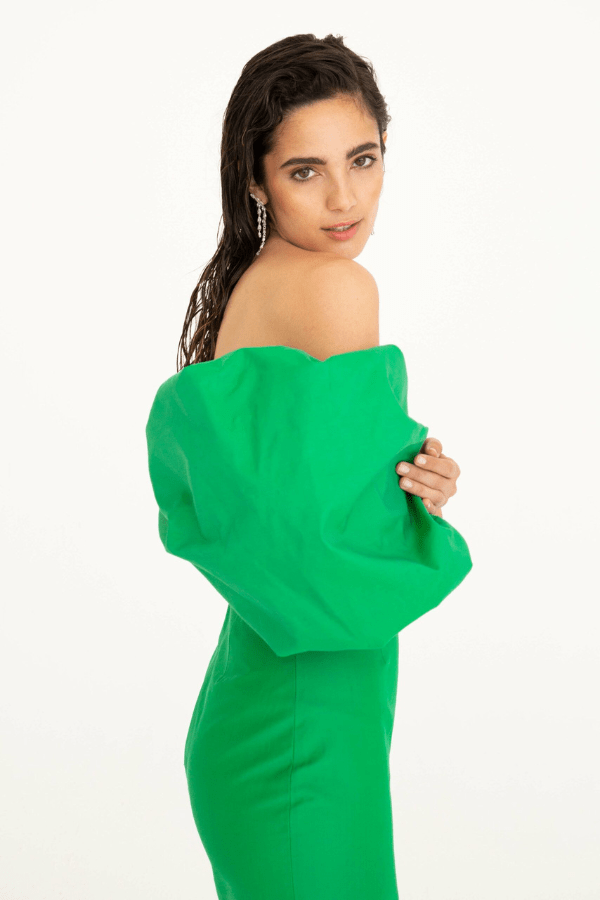 Vestido Xavier Midi Cuello Barco Verde - Borow