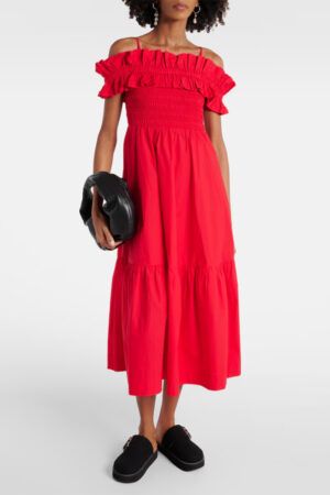 ganni-red-cotton-poplin-dress-10