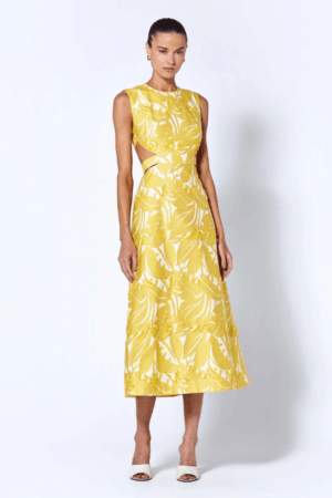 Vestido Sannie Midi Estampado Amarillo