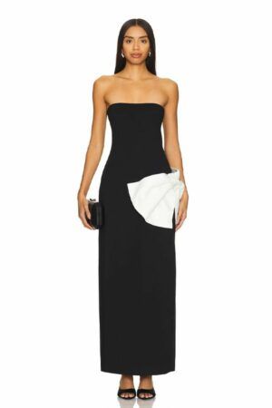 Vestido Aurora Largo Negro Lazo