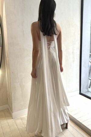 Vestido Daphne Largo Plisado Ivory