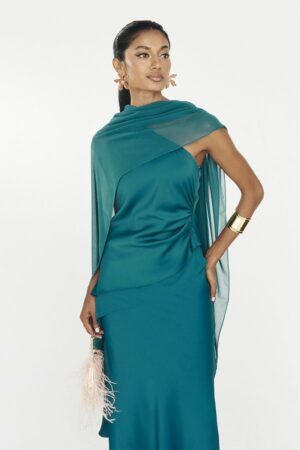 Set Saoko Top y Falda con Chal Azul Petroleo