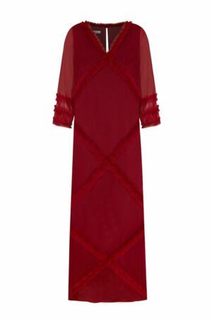 Vestido Mara Largo Granate con Chaleco